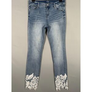 Soho New York & Company Women's Light Blue Ankle Jeans Size 4 Ankle Lace 29x27"